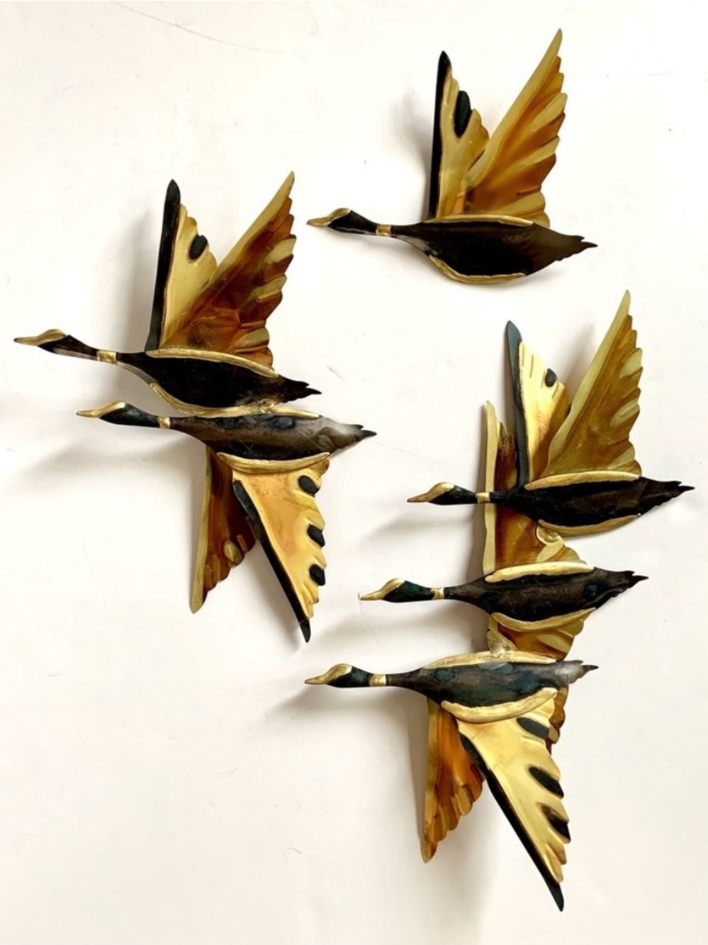 Vintage MCM Brass Flying Geese